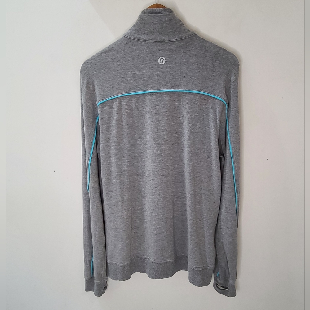Lululemon Gray Track Jacket Full Zip Gray/Blue Stripe Accent S-M - Picture 5 of 16